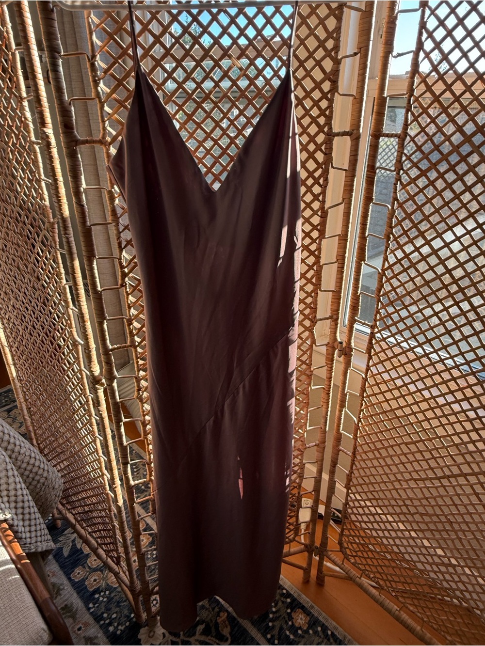 Babaton Satin Slip Dress in Rust